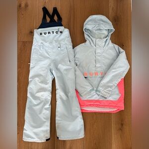 Burton Kids Frostner Anorak Jacket & Matching Gore Stark Bib Pants (blue & pink)